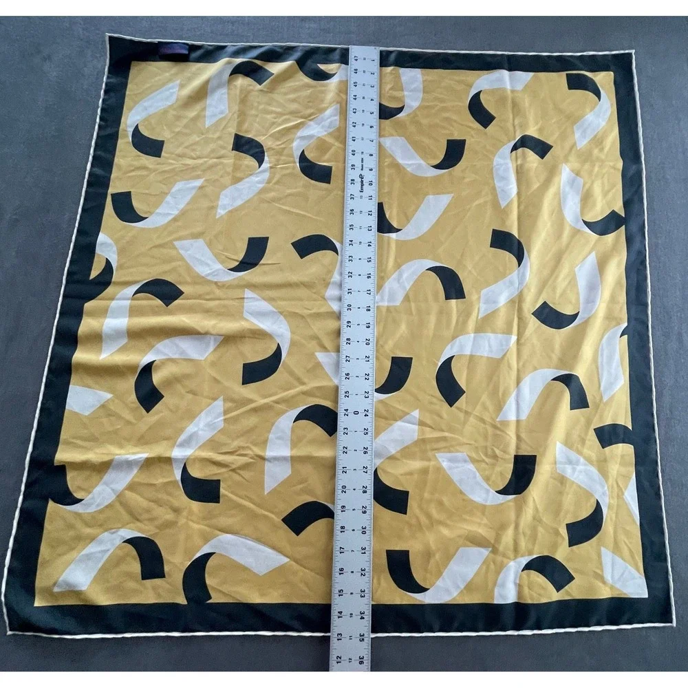 Anna Lucci Gold Black Abstract Square Scarf Geometric Bold Artsy Lagenlook Shawl
